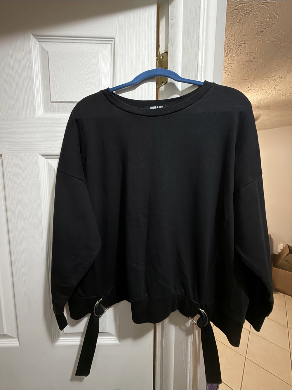 Jolie & Joy, Size 1X, Black Oversized Crewneck Sweatshirt